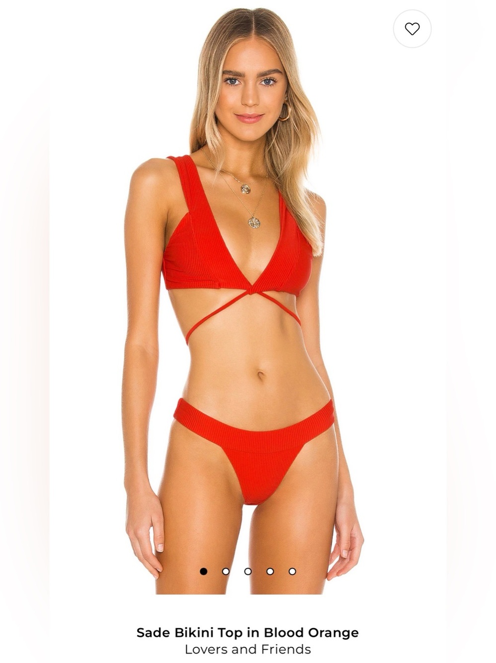 Lovers + Friends Coral-Red Ribbed Bikini Set